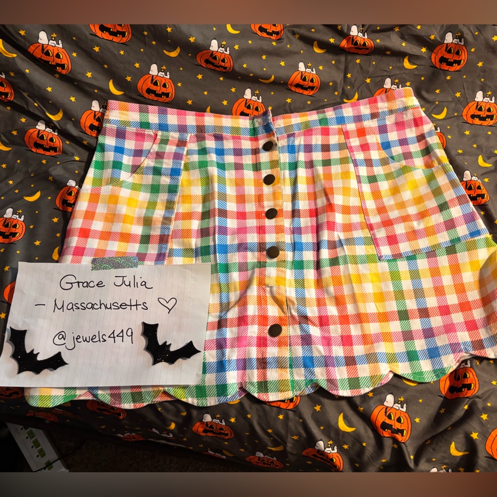 Colorful Plaid Button-Up Skirt